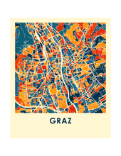 Charger l&#39;image dans la galerie, Affiche cartographique de Graz - Style Chroma
