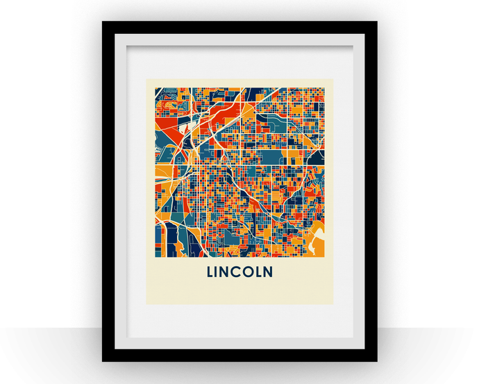 Lincoln Map Print - Full Color Map Poster