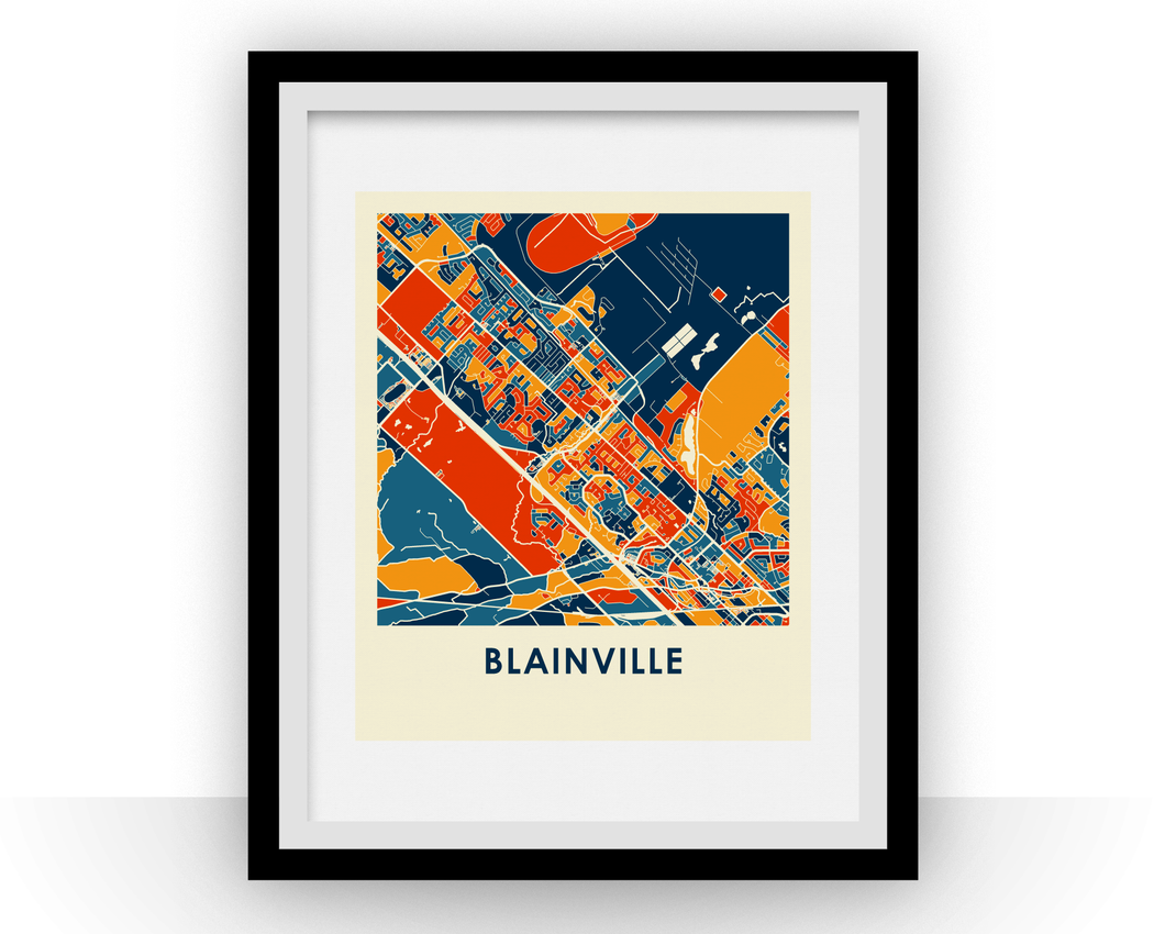 Affiche cartographique de Blainville Quebec - Style Chroma