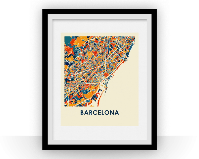 Barcelona Map Print - Full Color Map Poster