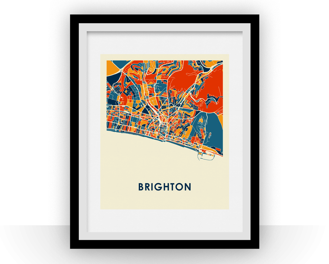 Affiche cartographique de Brighton - Style Chroma