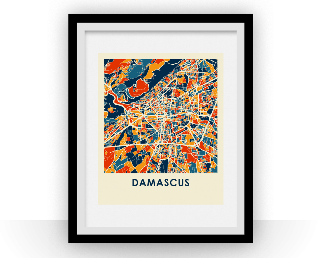 Damascus Map Print - Full Color Map Poster