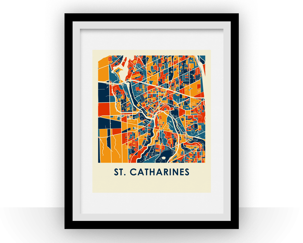 Affiche cartographique de St Catharines Ontario - Style Chroma