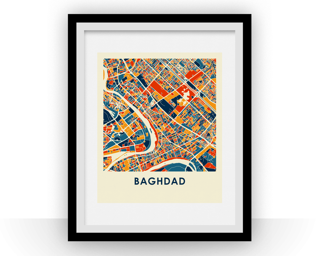 Baghdad Map Print - Full Color Map Poster