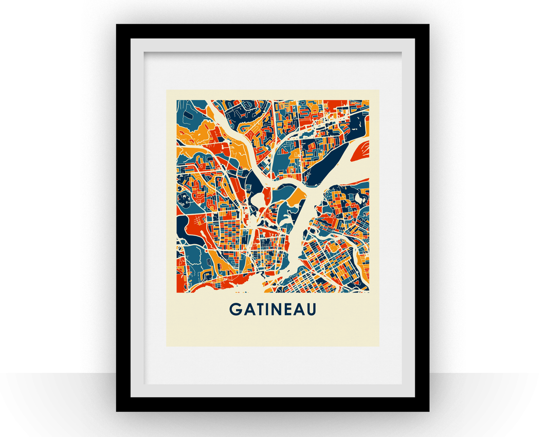 Affiche cartographique de Gatineau - Style Chroma