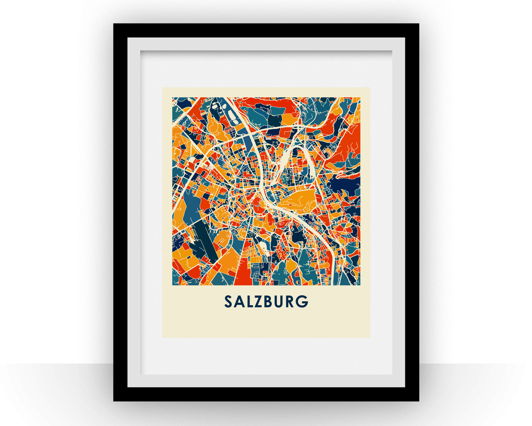 Salzburg Map Print - Full Color Map Poster