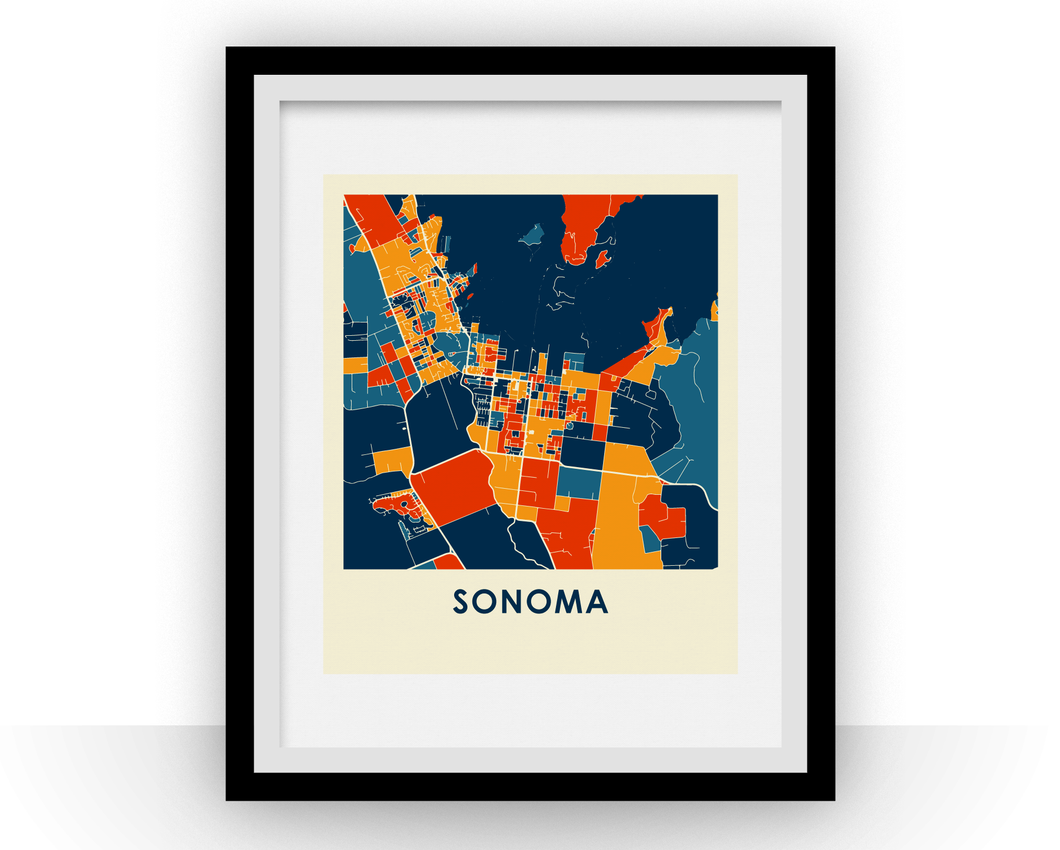 Affiche cartographique de Sonoma - Style Chroma
