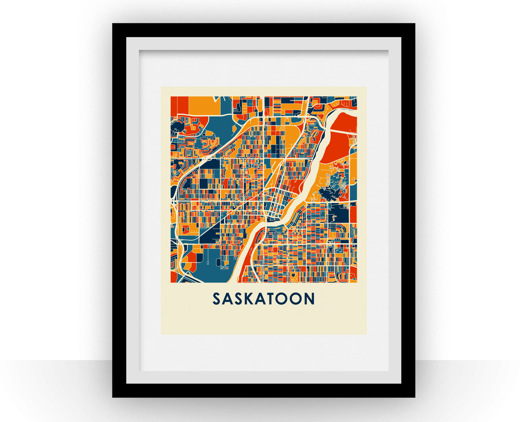 Saskatoon Map Print - Full Color Map Poster