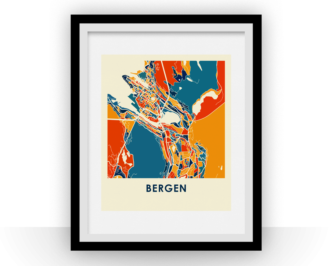 Bergen Map Print - Full Color Map Poster