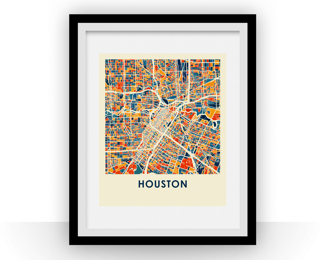 Houston Map Print - Full Color Map Poster