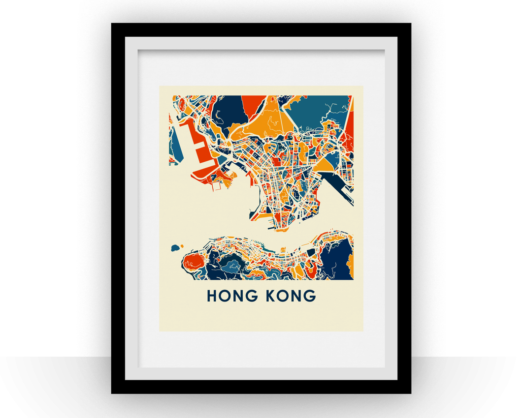 Hong Kong Map Print - Full Color Map Poster
