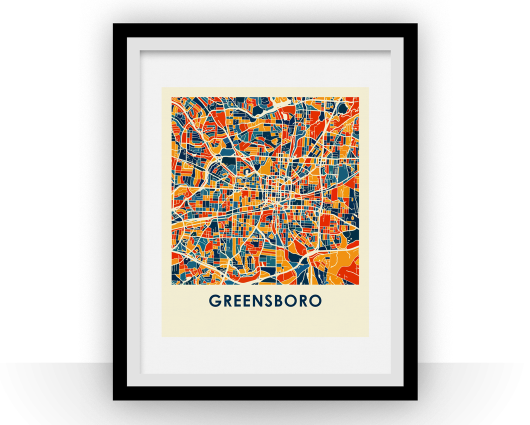Greensboro Map Print - Full Color Map Poster