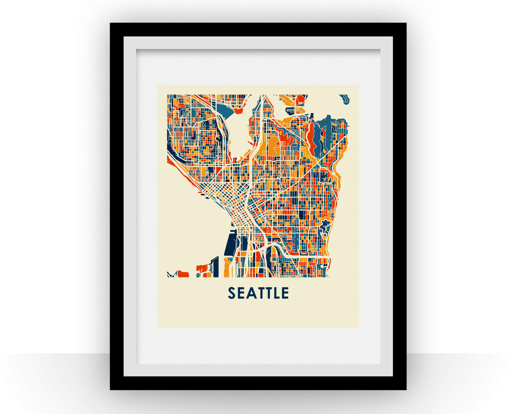 Seattle Map Print - Full Color Map Poster