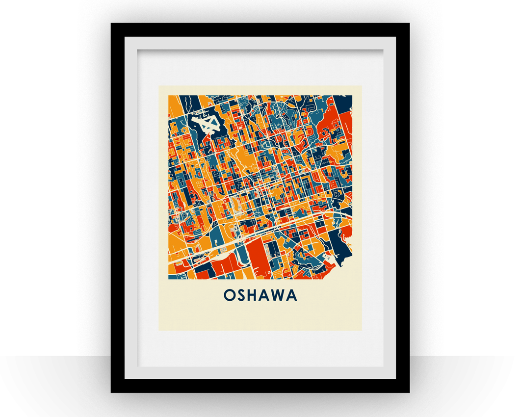 Affiche cartographique de Oshawa Ontario - Style Chroma