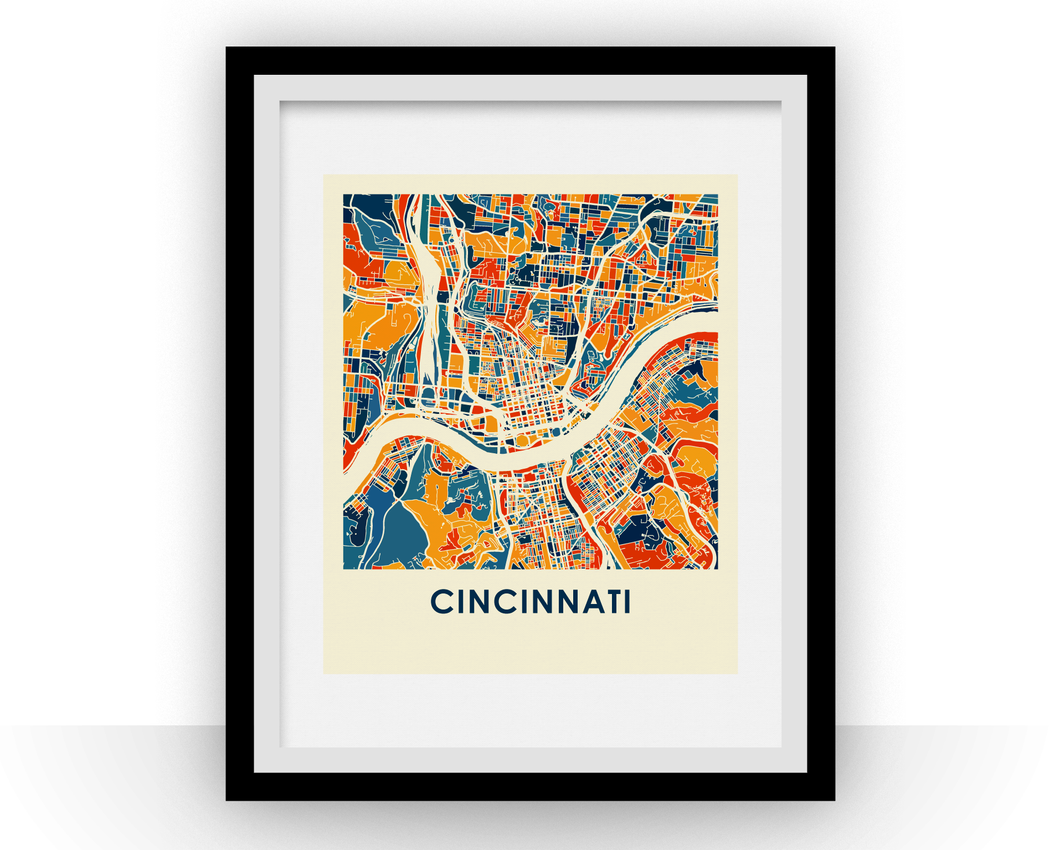 Cincinnati Map Print - Full Color Map Poster