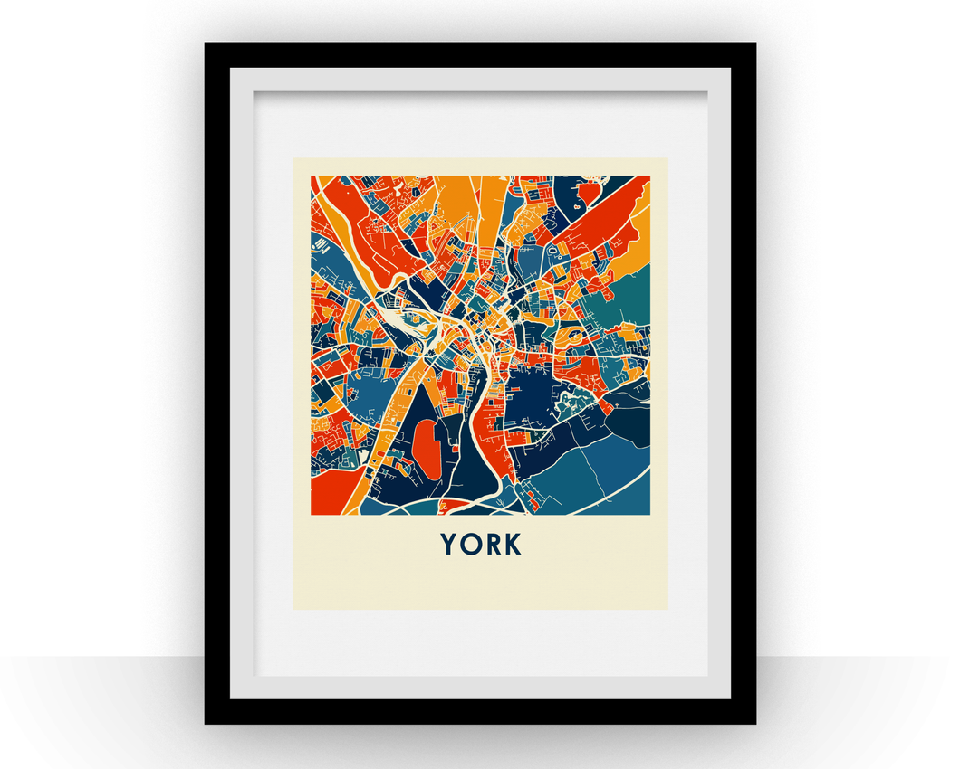 York Map Print - Full Color Map Poster
