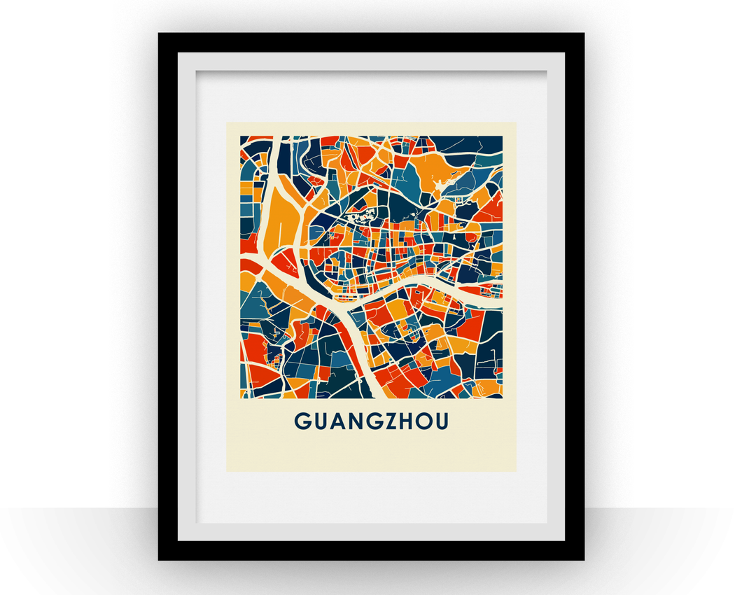 Guangzhou Map Print - Full Color Map Poster
