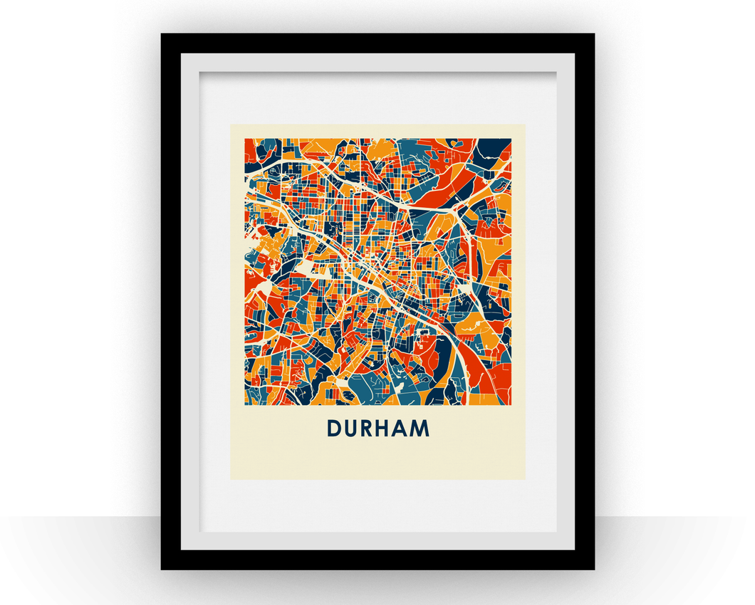 Durham Map Print - Full Color Map Poster