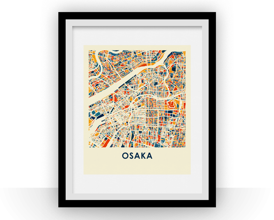 Osaka Map Print - Full Color Map Poster