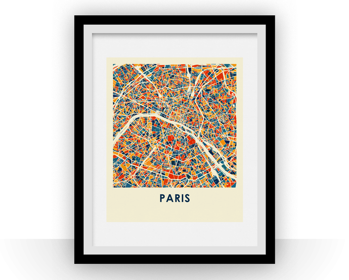 Paris Map Print - Full Color Map Poster