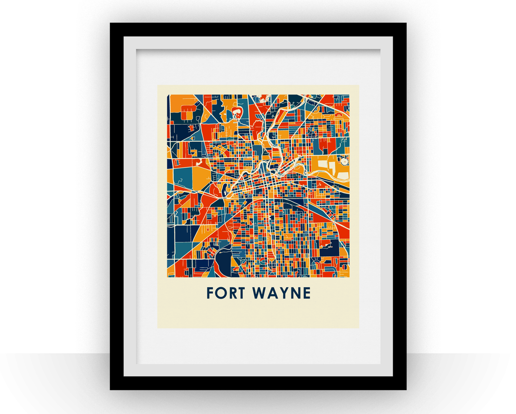 Fort Wayne Map Print - Full Color Map Poster