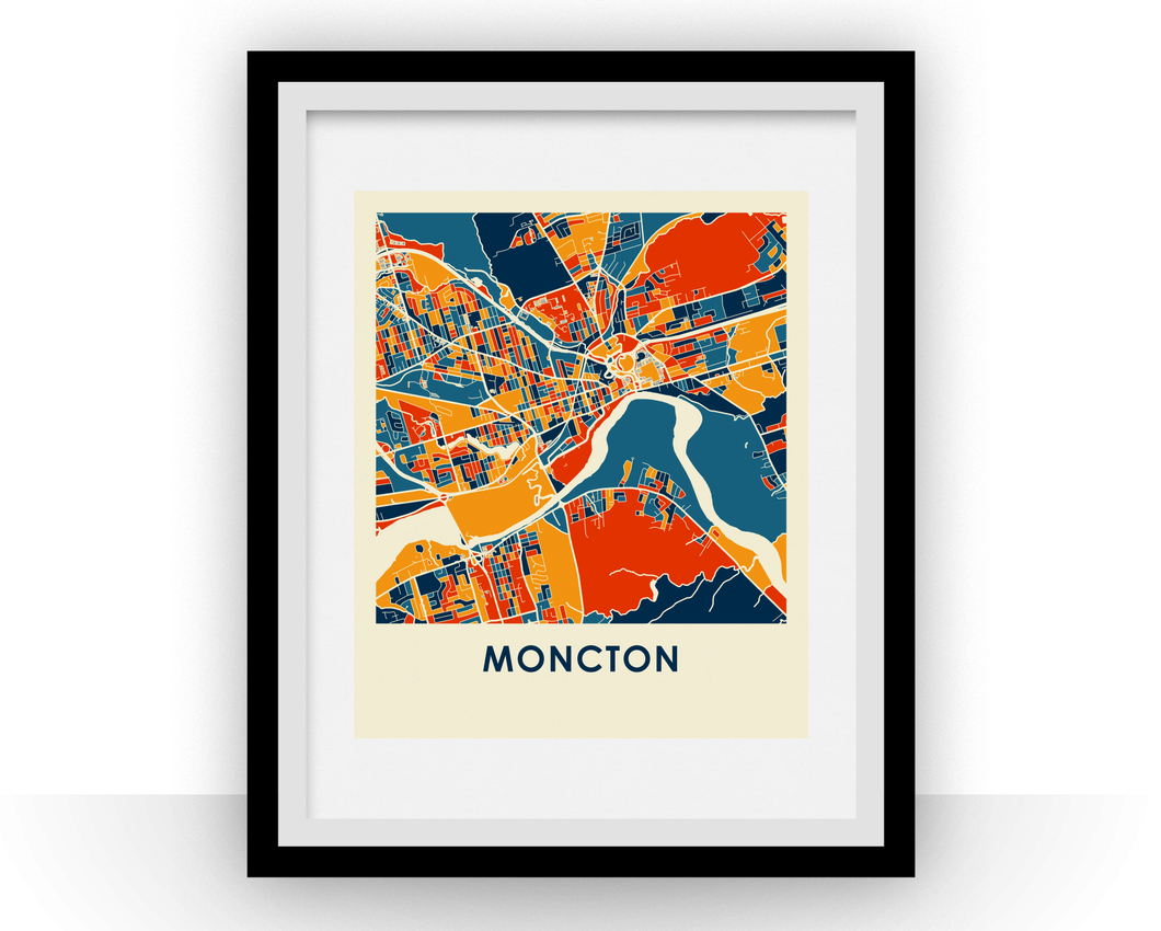 Affiche cartographique de Moncton New Brunswick - Style Chroma