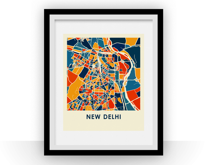 New Delhi Map Print - Full Color Map Poster