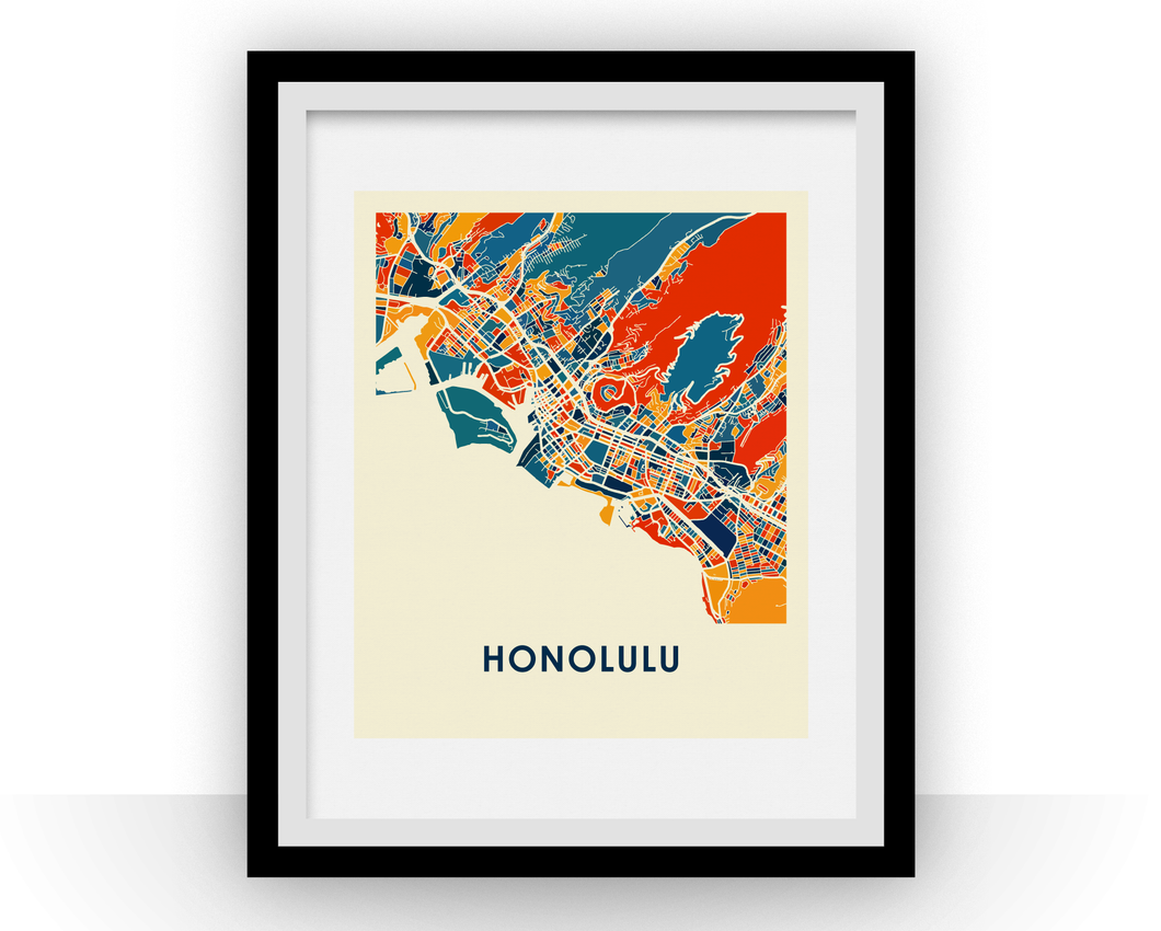 Honolulu Map Print - Full Color Map Poster