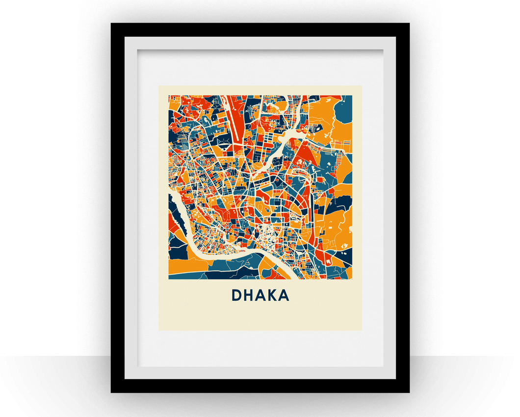 Dhaka Map Print - Full Color Map Poster