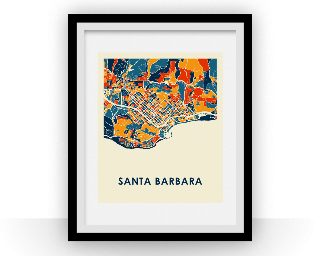 Affiche cartographique de Santa Barbara - Style Chroma