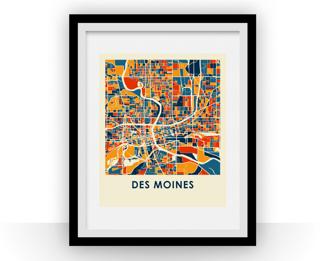 Des Moines Map Print - Full Color Map Poster