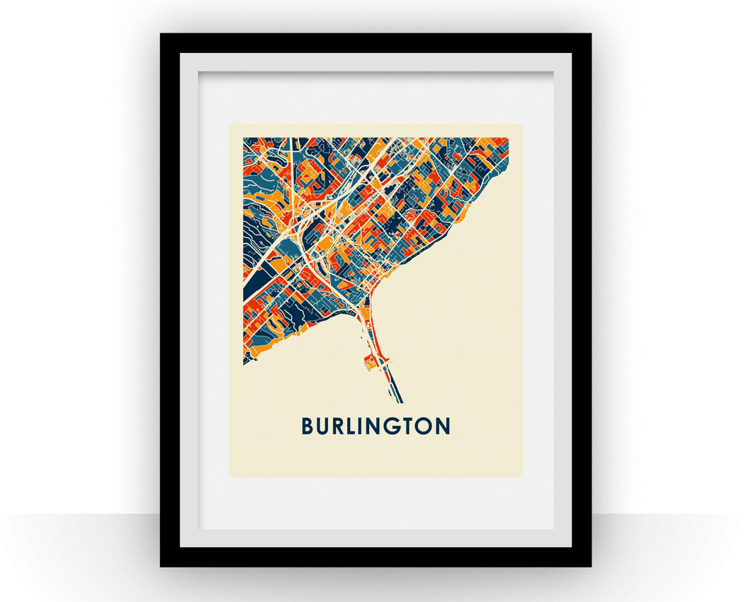 Affiche cartographique de Burlington ON - Style Chroma