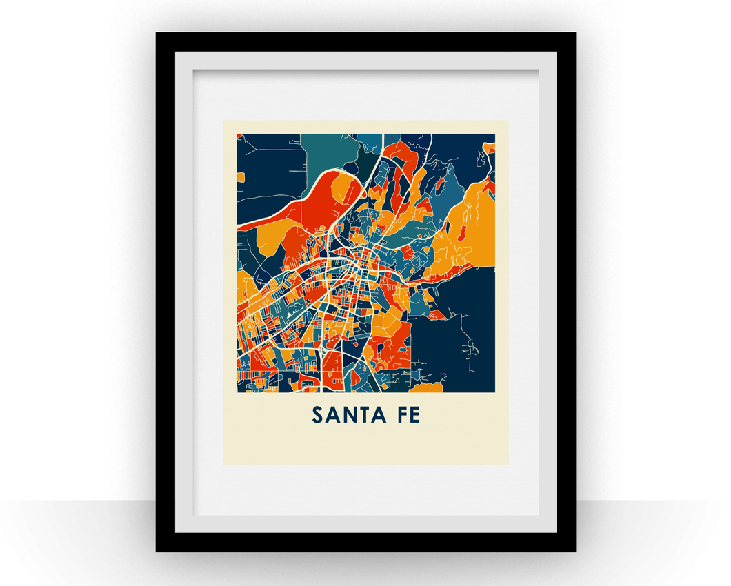 Santa Fe Map Print - Full Color Map Poster