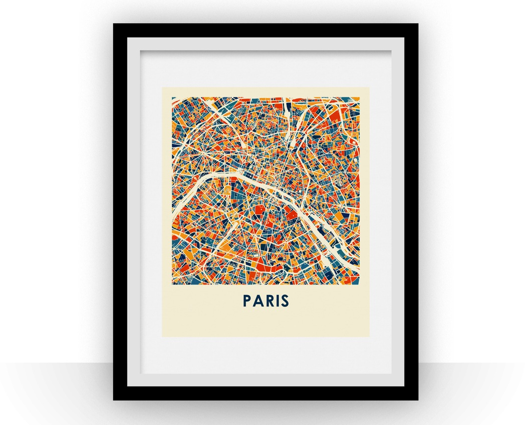 Paris Map Print - Full Color Map Poster