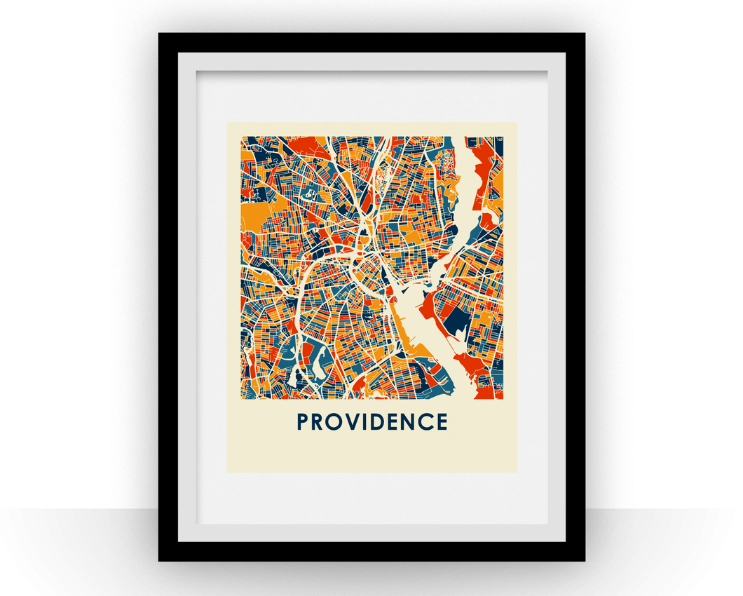 Providence RI Map Print - Full Color Map Poster