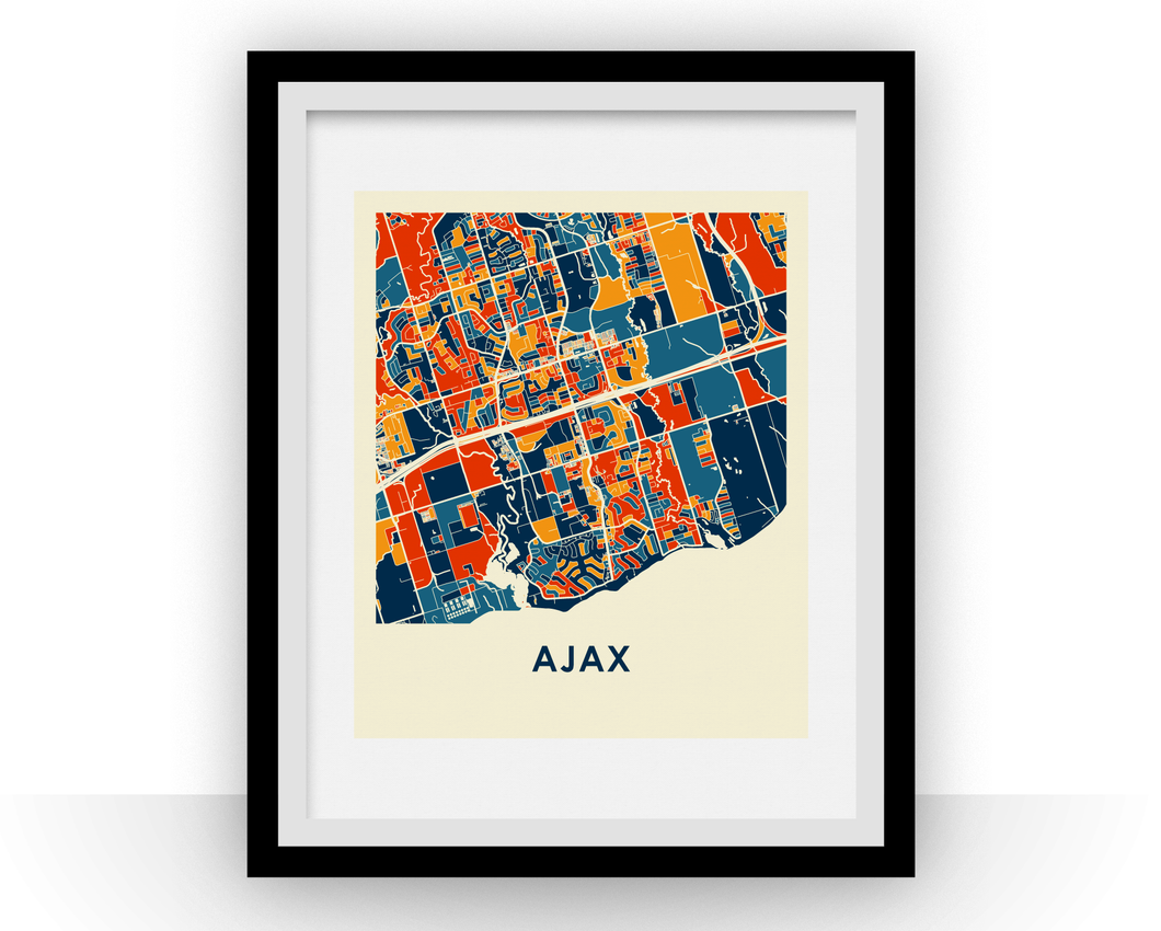 Affiche cartographique de Ajax Ontario - Style Chroma