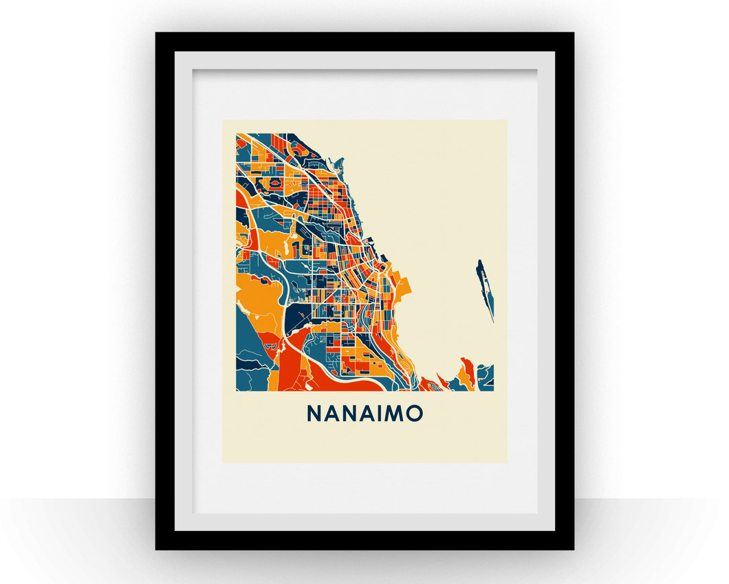 Affiche cartographique de Nanaimo British Columbia - Style Chroma