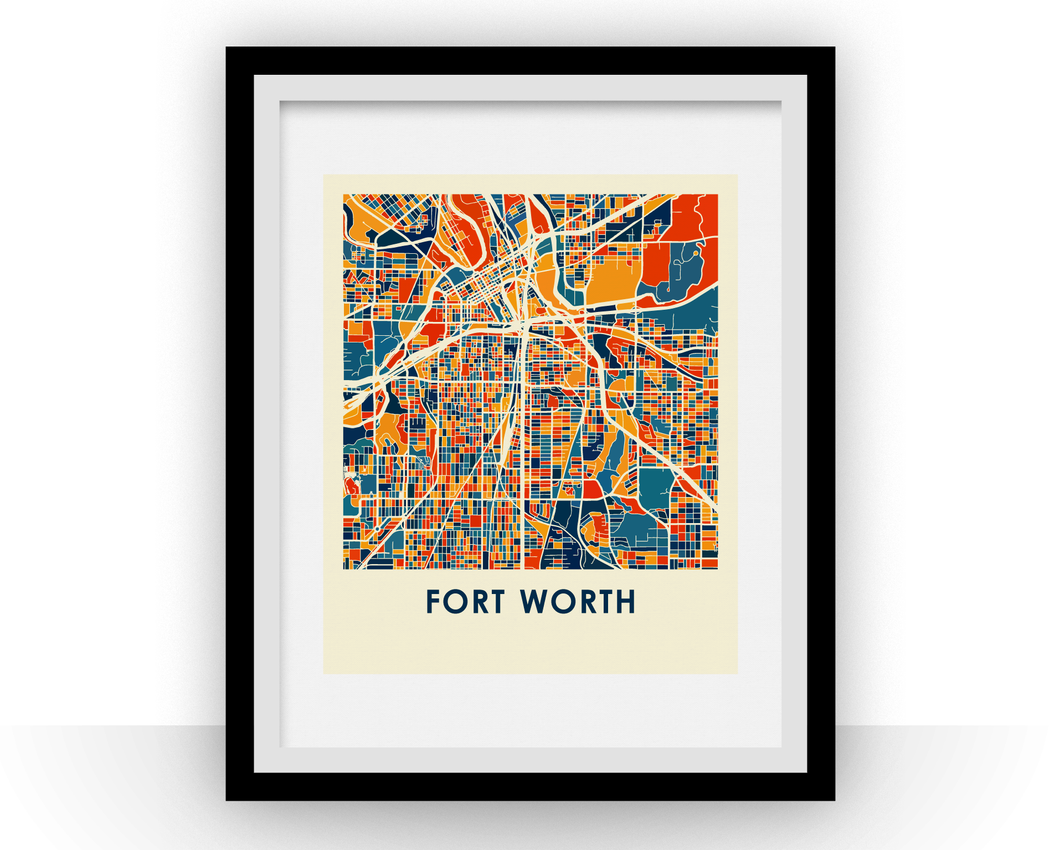 Fort Worth Map Print - Full Color Map Poster