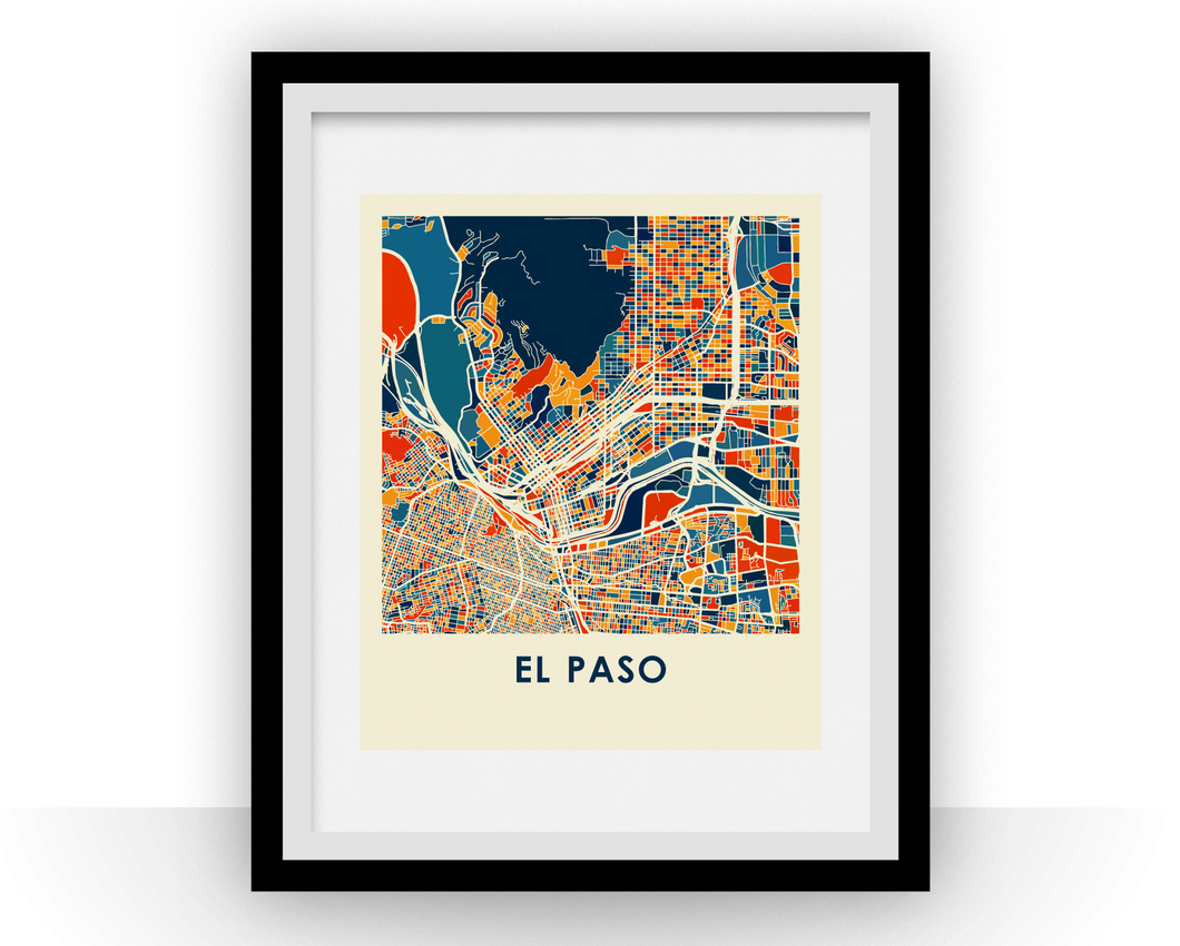 El Paso Map Print - Full Color Map Poster