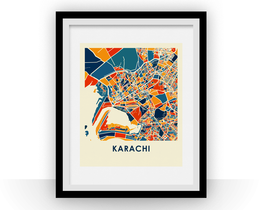 Karachi Map Print - Full Color Map Poster