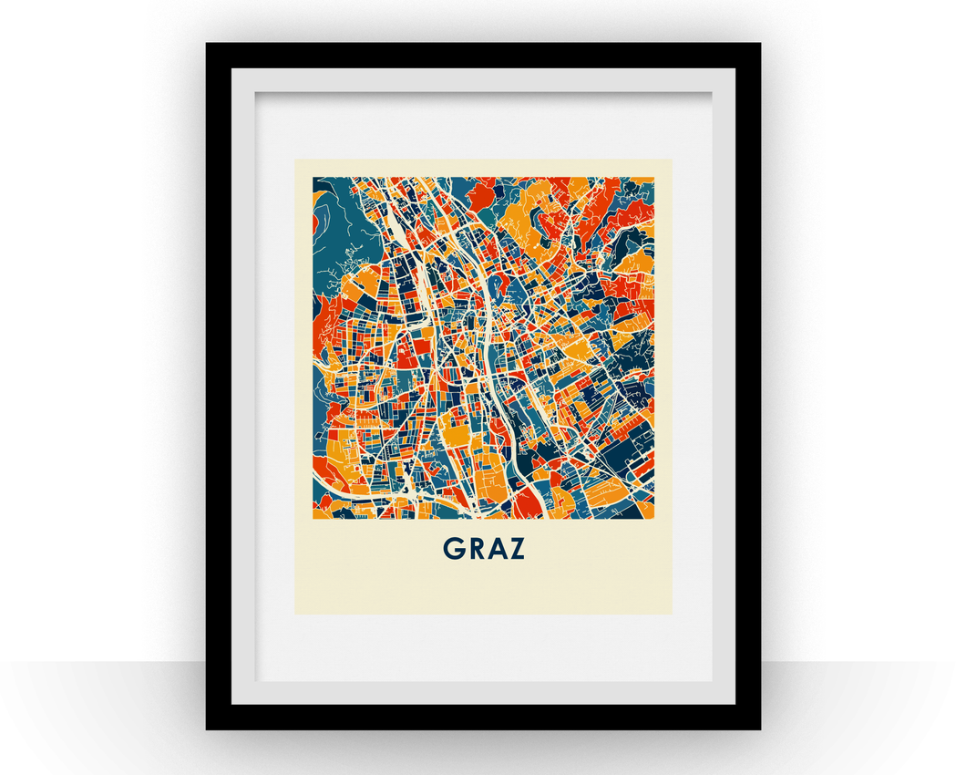 Graz Map Print - Full Color Map Poster