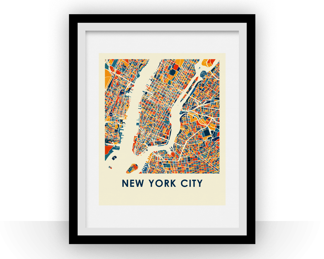 New York City Map Print - Full Color Map Poster