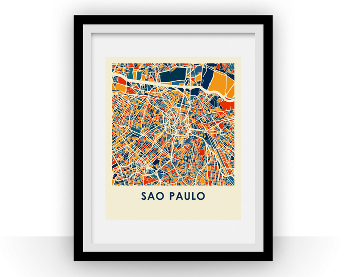 Sao Paulo Map Print - Full Color Map Poster