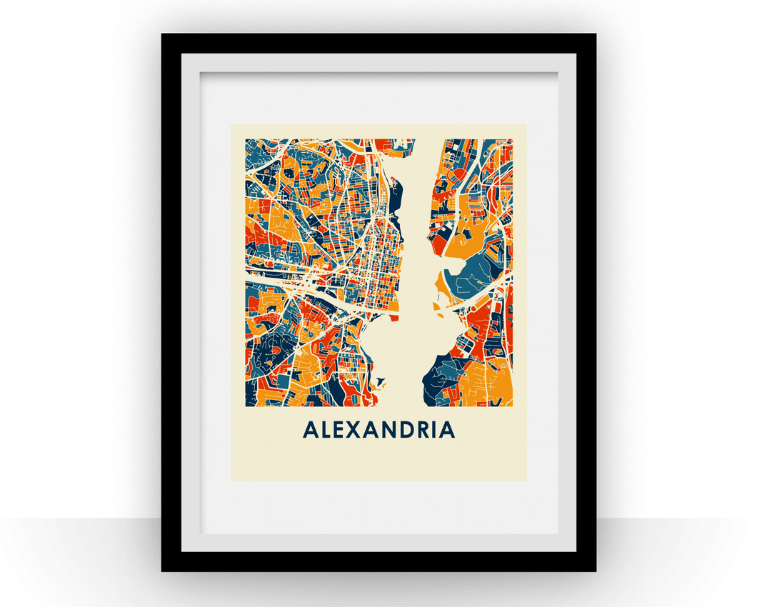 Affiche cartographique de Alexandria VA - Style Chroma