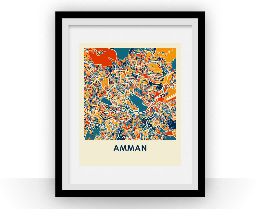 Amman Map Print - Full Color Map Poster