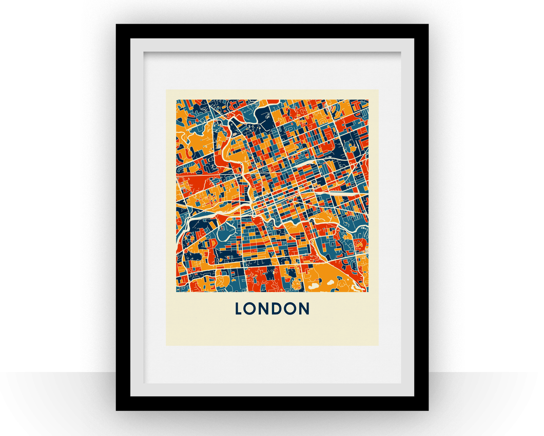 Affiche cartographique de London Ontario - Style Chroma