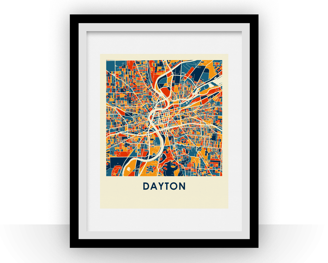 Affiche cartographique de Dayton - Style Chroma