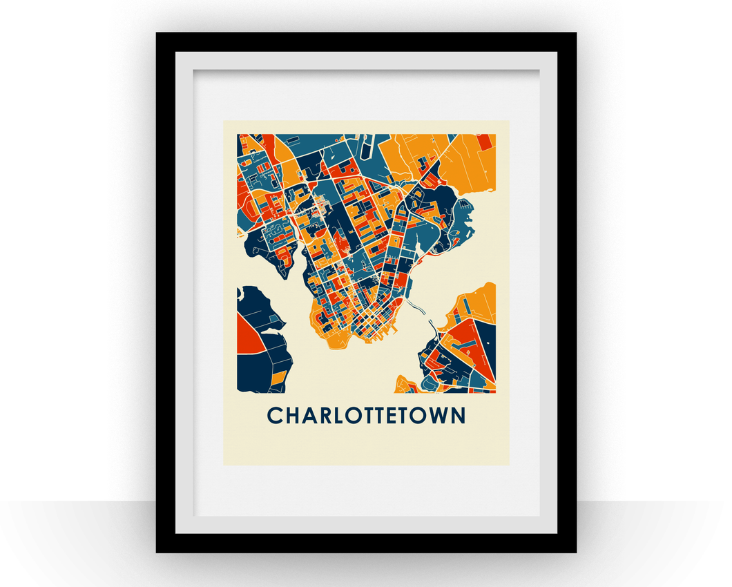 Affiche cartographique de Charlottetown PEI - Style Chroma