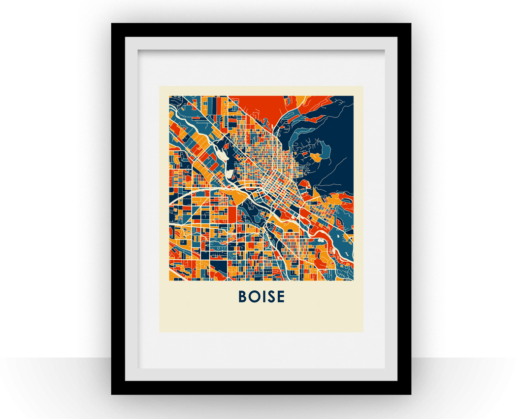 Affiche cartographique de Boise - Style Chroma