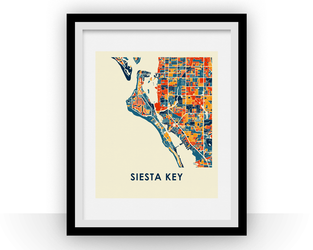 Siesta Key Map Print - Full Color Map Poster